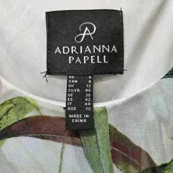 Adrianna Papell Sleeveless Maxi Chiffon Dress Tropical Green Print Size 8 #004 - Picture 4 of 6